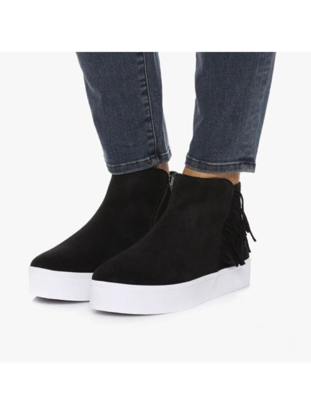 Rebecca Minkoff Sneakers Size 6.5 Stella Fringe Suede Leather Black Streetwear